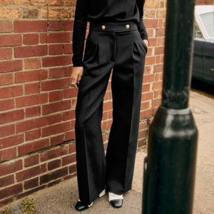 SEZANE Auguste Wide Leg Trousers in Black